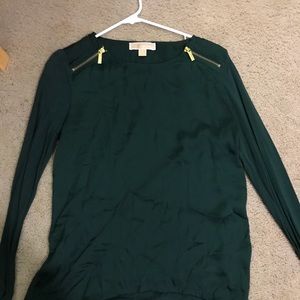 NWOT Green Silk Feel Michael Kors Longsleeve top
